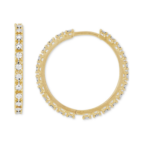 Huggie Small Hoop Earrings in 10k Two-Tone Gold, 1"