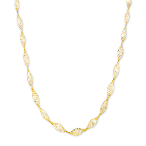 Cubic Zirconia Mesh Link 18" Collar Necklace in 14k Gold