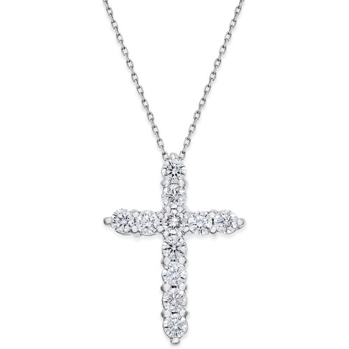 Diamond Cross Pendant Necklace (1-1/2 ct. t.w.) in 14k White Gold