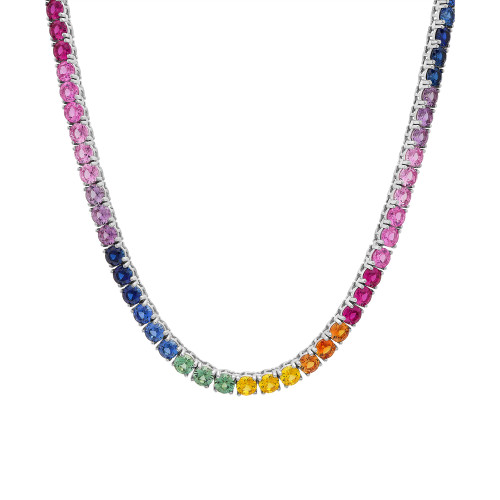 Lab-Created Multi-Sapphire 24" Statement Necklace (48-1/3 ct. t.w.) in Sterling Silver