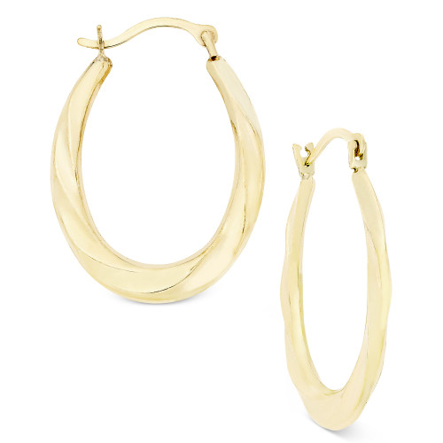 Oval Swirl Hoop Earrings in 10k Gold