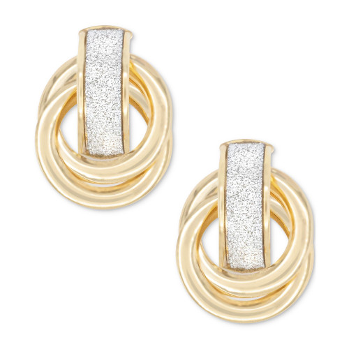 Glitter Love Knot Stud Earrings in 10k Gold