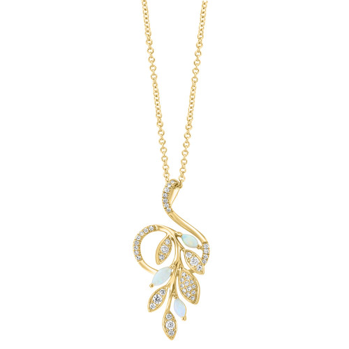 EFFY® Opal (1/6 ct. t.w.) & Diamond (1/4 ct. t.w.) 18" Pendant Necklace in 14k Yellow Gold