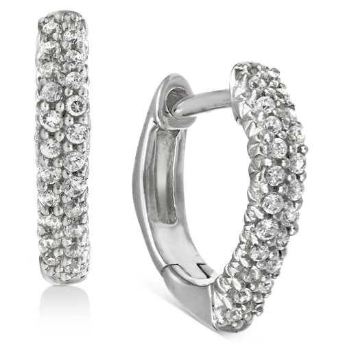 Diamond Square Hoop Earrings (1/6 ct. t.w.) in 10k White Gold