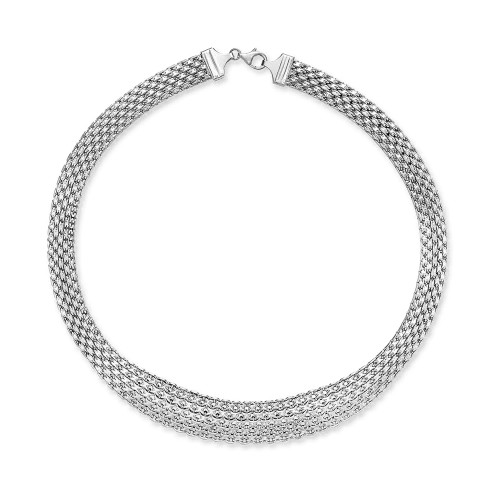 Wide Mesh Graduated 18" Statement Necklace in 14k Yellow Gold (Also in 14k White Gold)