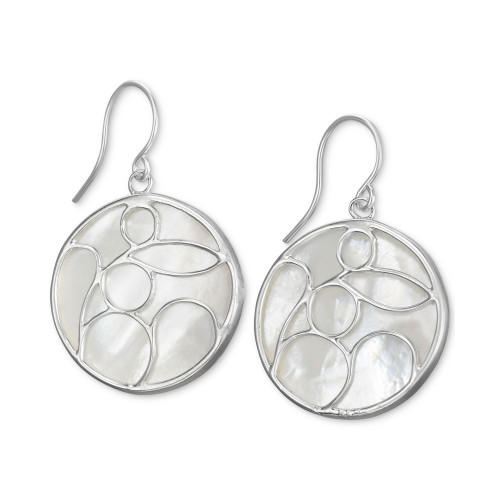 Mother-of-Pearl Decorated Drop Earrings in Sterling Silver