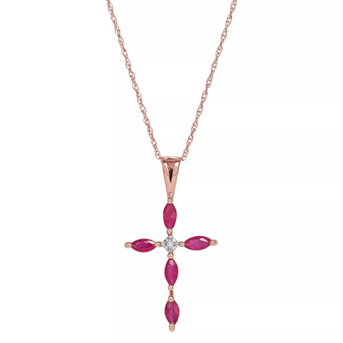 Sapphire (1/2 ct. t.w.) & Diamond Accent 18" Cross Pendant Necklace in 14k White Gold (Also in Emerald & Ruby)