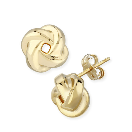 Love Knot Stud Earrings Set in 14k Gold (8mm)