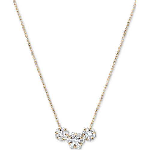 Diamond Triple Circle Cluster 18" Statement Necklace (1 ct. t.w.) in 14k White Gold or 14k Yellow Gold