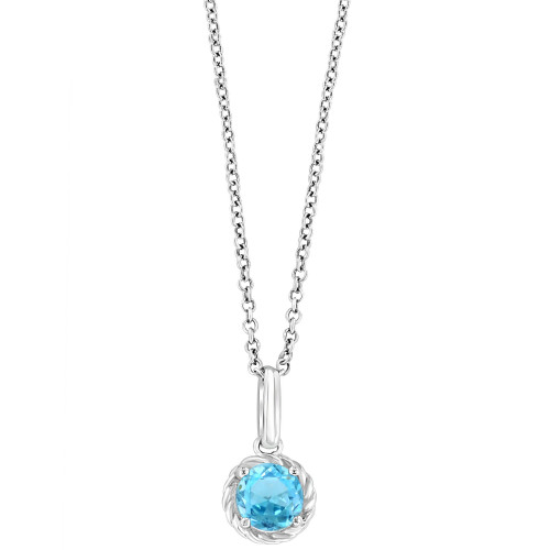 EFFY® Blue Topaz Rope-Framed 18" Pendant Necklace (5/8 ct. t.w.) in Sterling Silver
