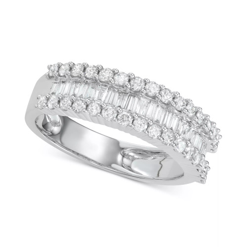 Diamond Baguette Cluster Band (1 ct. t.w.) in 14k White, Yellow or Rose Gold