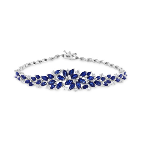 EFFY® Sapphire (6 ct. t.w.) & Diamond (1/4 ct. t.w.) Statement Bracelet in 14k White Gold