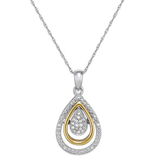 Diamond Teardrop Pendant in 14k Gold and Sterling Silver (1/10 ct. t.w.)