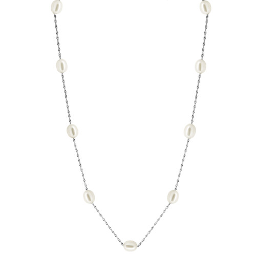 EFFY® Cultured Freshwater Pearl (6-7mm) Necklace in Sterling Silver (Available in Oval or Round)