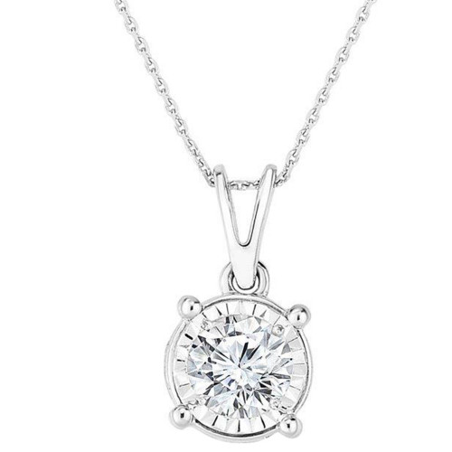 Diamond Solitaire 18" Pendant Necklace (5/8 ct. t.w.) in 14k White Gold