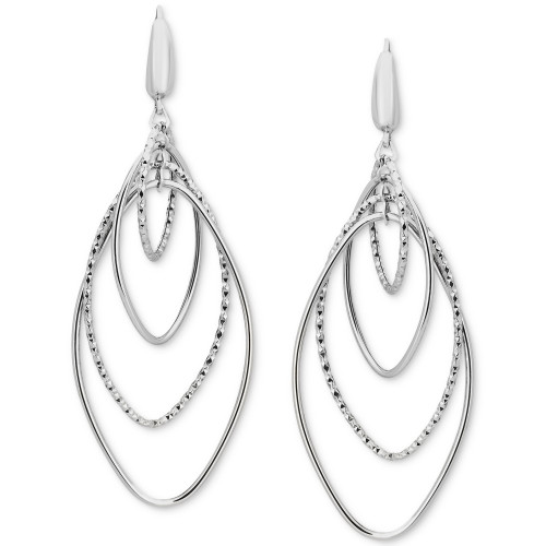 Navette Orbital Drop Earrings in 14k White Gold