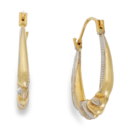 Two-Tone Shrimp Hoop Earrings in 10k Gold