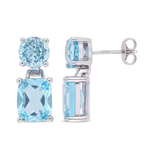 Blue Topaz (11-1/6 ct.t.w.) Dangle Earrings in Sterling Silver