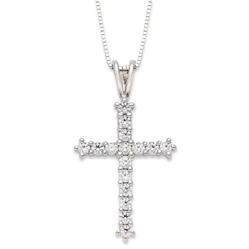 Diamond Cross Pendant Necklace in 14k White Gold (1/2 ct. t.w.)