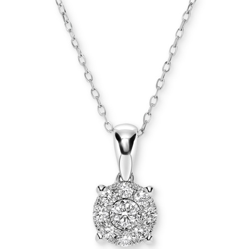 Diamond Miracle Plate Cluster 18" Pendant Necklace (1/4 ct. t.w.) in 14k White Gold