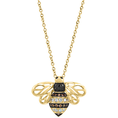 EFFY® Multicolor Diamond Bee 18" Pendant Necklace (1/5 ct. t.w.) in 14k Gold