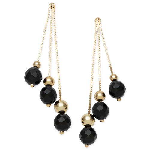 14k Gold Earrings, Faceted Onyx 3-Drop Earrings (9 ct. t.w.)
