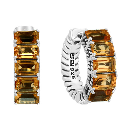 EFFY® Citrine Small Hoop Earrings (3-1/3 ct. t.w.) in Sterling Silver, 0.57"