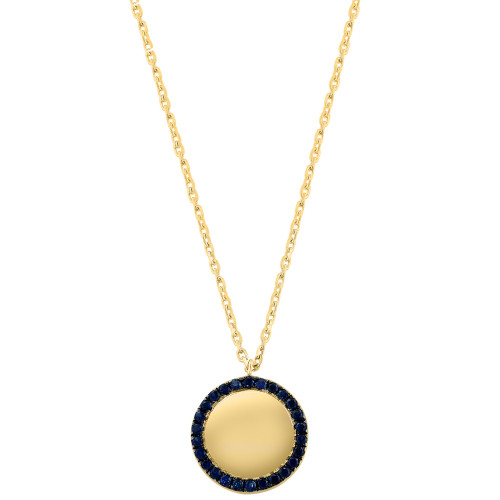 EFFY® Sapphire Polished Disc Halo 18" Pendant Necklace (1/3 ct. t.w.) in 14k Gold-Plated Sterling Silver