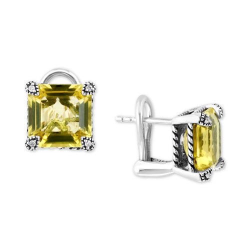 EFFY® Lemon Quartz (8-1/20 ct. t.w.) & Diamond (1/20 ct. t.w.) Stud Earrings in Sterling Silver