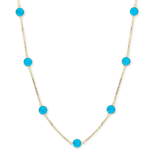 EFFY® Turquoise Collar Necklace in 14k Gold, 16" + 2" extender