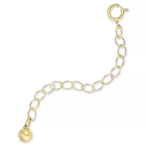 18k Gold over Sterling Silver Extension Chain Necklace, 2 Inch Chain Extender
