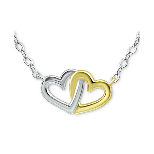 Intertwined Hearts Pendant Necklace in Sterling Silver & 18k Gold-Plate, 16" + 2" extender, Created for Macy's
