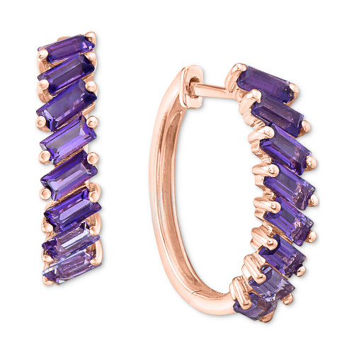 EFFY® Multi-Amethyst Small Hoop Earrings (1-1/2 ct. t.w.) in 14k Rose Gold-Plated Sterling Silver