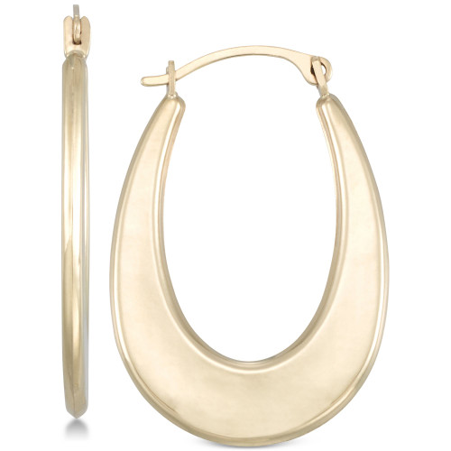 Polished Graduated Oval Hoop Earrings in 10k Gold
