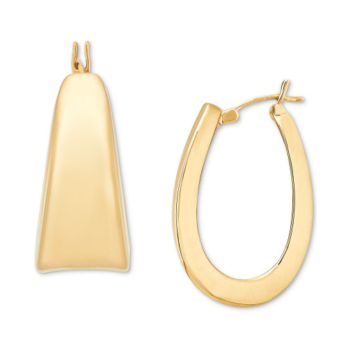 Polished Graduated Oval Hoop Earrings in 14k Gold, 7/8"