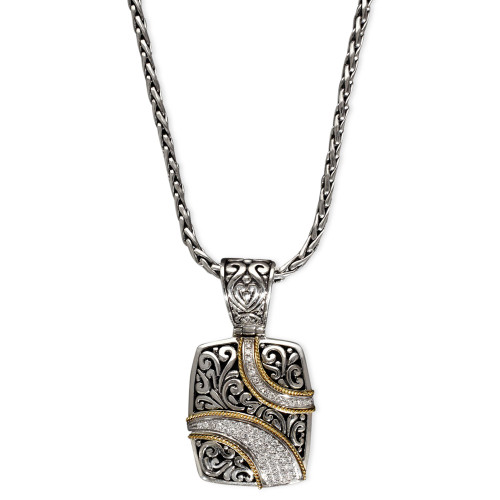 Balissima by EFFY® Diamond Ribbon Pendant (1/4 ct. t.w.) in 18k Gold and Sterling Silver