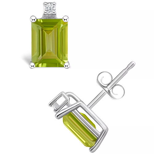 Peridot (1-3/8 ct. t.w.) and Diamond Accent Stud Earrings in 14K White Gold or 14K Yellow Gold