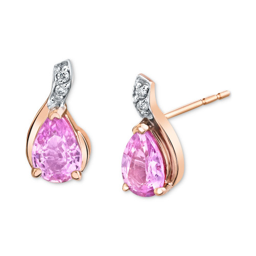 Pink Sapphire (1 ct. t.w.) & Diamond Accent Stud Earrings in 14k Rose Gold