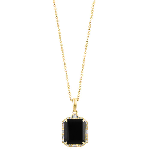 EFFY® Onyx & Diamond (1/6 ct. t.w.) 18" Pendant Necklace in 14k Gold