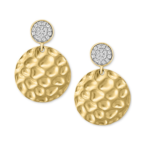 EFFY® Diamond Textured Disc Drop Earrings (1/10 ct. t.w.) in 14k Gold