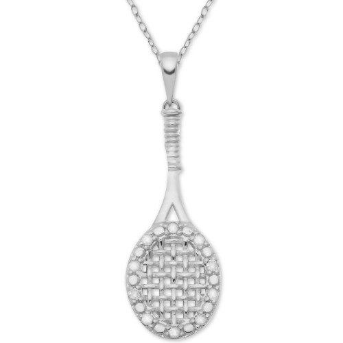 Diamond Tennis Racket 18" Pendant Necklace (1/10 ct. t.w.) in Sterling Silver