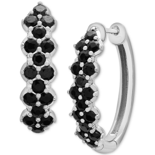 Onyx Small Hoop Earrings in Sterling Silver