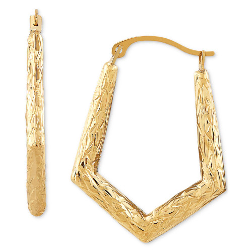 Textured Knife Edge Geometric Hoop Earrings in 10k Gold, Created for Macy's