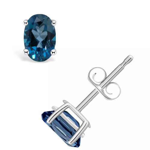 London Blue Topaz (1 ct. t.w.) Stud Earrings in 14K Yellow Gold or 14K White Gold