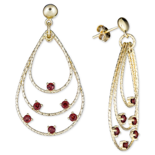Rhodolite Garnet Triple Teardrop Drop Earrings (1-3/4 ct. t.w.) in 14k Vermeil over Sterling Silver