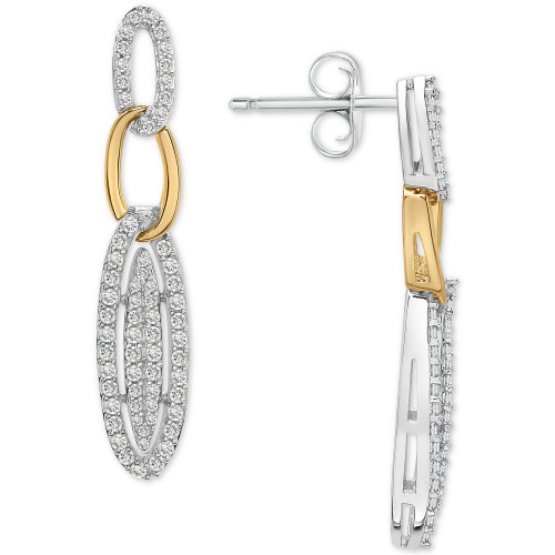 Link Drop Earrings (1 ct. t.w.) in Sterling Silver & Gold-Plate, Created for Macys