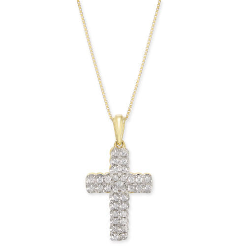 Diamond Cross 18" Pendant Necklace (1/4 ct. t.w.) in 14k Gold
