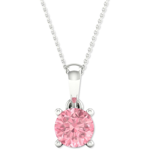 Lab-Created Pink Diamond Solitaire 18" Pendant Necklace (1/3 ct. t.w.) in Sterling Silver