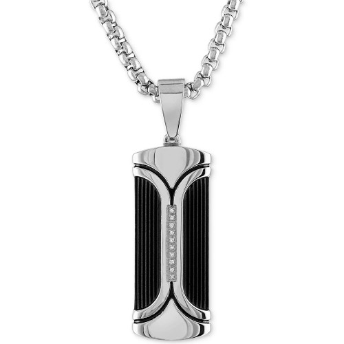 Diamond Accent Dog Tag 22" Pendant Necklace, Created for Macy's