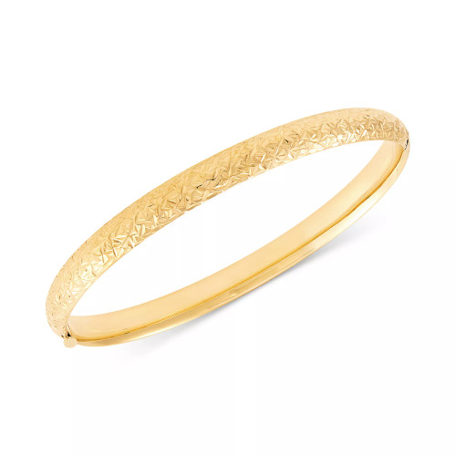 Textured Bangle Bracelet in 10k Gold, White Gold and Rose Gold